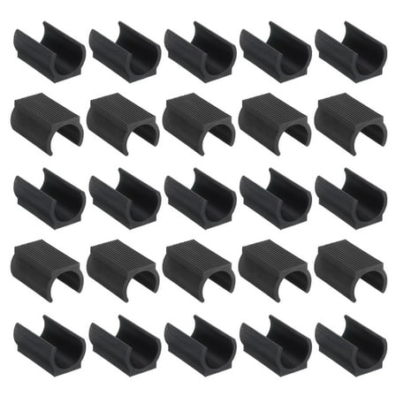 25Pack Rectangle Shaped Chair Leg Tip 22mm Plastic Furniture Feet Black