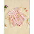 thumbnail image 3 of aturustex Infant Baby Girl Princess Romper Dress 0-18M Newborn Mesh Short Sleeve Bodysuit Flower Embroidery Patchwork Jumpsuits Fairy Dress Crew Neck n Loose Cute Casual Summer Daily Clothes, 3 of 7