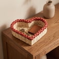 thumbnail image 6 of Heart Shaped Hand Woven Paper Rope Storage Basket, Pink Red Fruit Vegetable Basket, Decorative Desk Tray for Home, 6 of 7