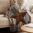 thumbnail image 3 of Western Texas Barn Star Super Soft Throw Blankets Rustic Wood Fluffy Fuzzy Flannel Bed Blanket Decorative for Farmhouse Home Sofa Couch Chair Living Bedroom, (50x60 inches), 3 of 6