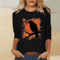 thumbnail image 2 of Raeneomay 3/4 Length Sleeve Womens Tops Women's Independence Day Round Neck T-Shirt Loose Top, 2 of 5