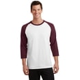thumbnail image 1 of Camiseta con manga ragl?n de 3/4 Core Blend de Port & Company?. PC55RS Blanco/ Granate atl?tico Puerto & Compa??a PC55RS, 1 of 1