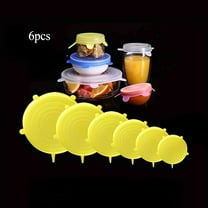 Silicone Cover Stretch Lids Reusable Airtight Food Wrap Covers, Reusable SiliconeStretch Lids, Seal and Keep Food Fresh, Stretch-to-Fit Silicone Food Covers Yellow