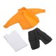 thumbnail image 3 of 1/12 escala hombres figura camisa chaleco pantalones cortos conjunto, ropa de muñeca hecha a mano, mini ropa de moda para masculinos de 6 ", naranja, 3 of 8