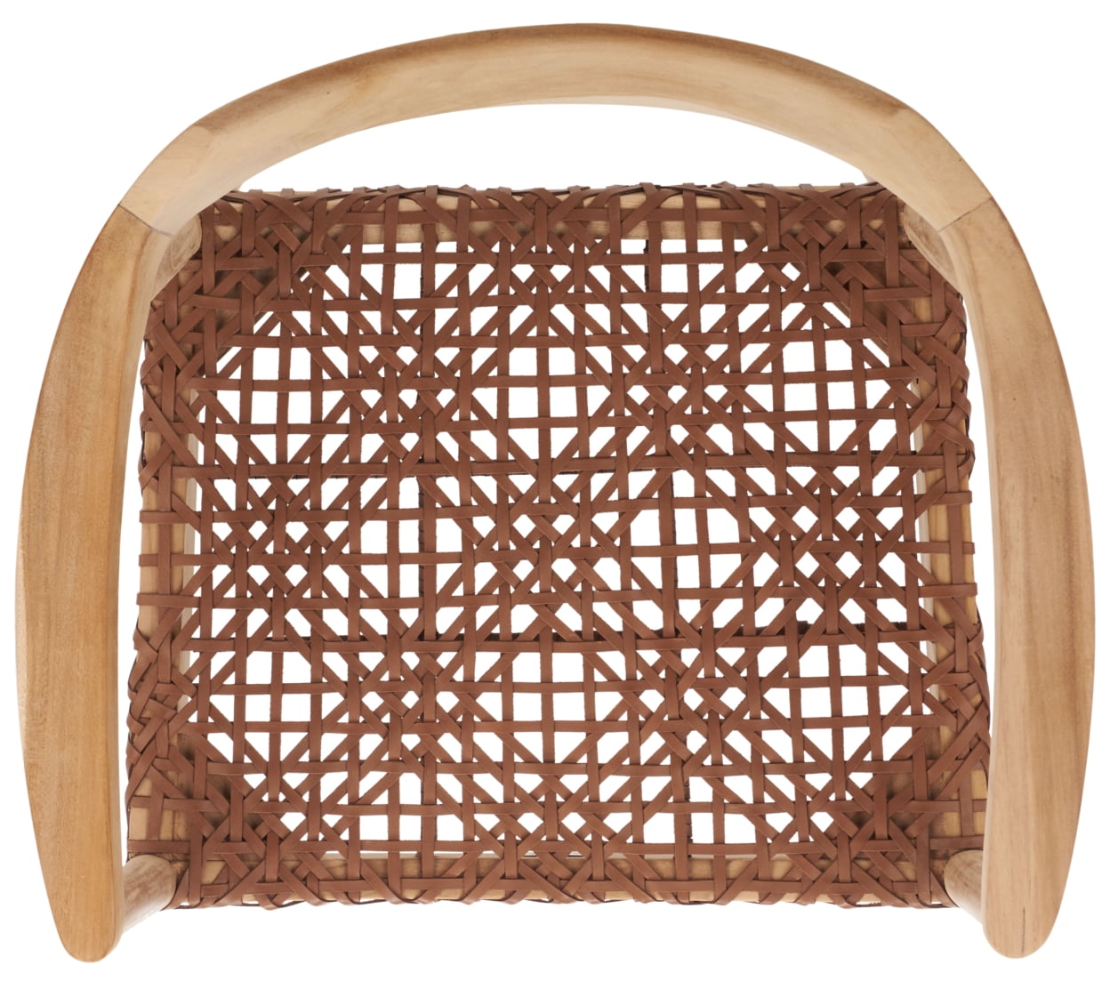 SAFAVIEH Munro Leather Woven Accent Chairs, Unfinished Natural (Teak Wood Frame)/Leather Seat, Green (22 in. W x 20.5 in. D x 28.5 in. H)