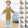 thumbnail image 2 of YUEHUA Kid Art Smock, Solid Color Apron Sleeve and Hat Three Piece Set for Children Printed Artist Painting Aprons Smocks, 2 of 5