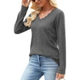 thumbnail image 3 of LIaqionyy Women's Sweater V Neck Tunic Tops Lightweight Dressy Loose Work Pullover Casual Blouse Fall Clothes, 3 of 6