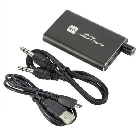 HiFi Rechargeable Headphone Amplifier Portable AMP 3.5mm AUX Audio Cable Audio Two-Stage Gain Switch,1 * Headphone Amplifier,Black