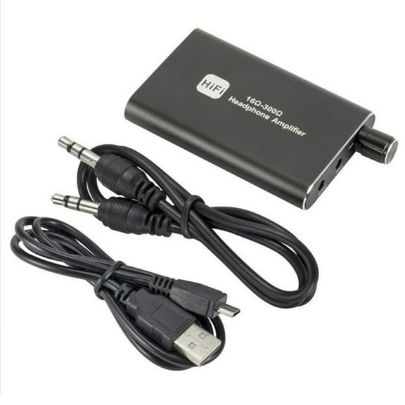 HiFi Rechargeable Headphone Amplifier Portable AMP 3.5mm AUX Audio Cable Audio Two-Stage Gain Switch,1 * Headphone Amplifier,Black