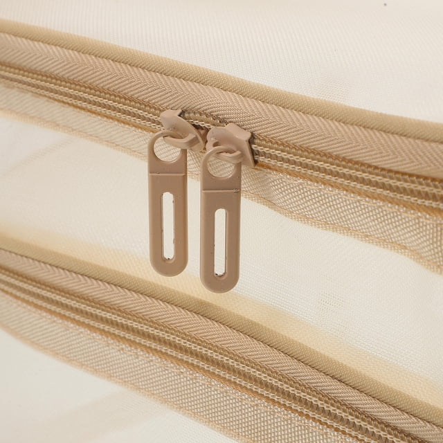 unbranded Bolsa Organizadora De Cosméticos Beige Resistente Con Cierre Para Almacenamiento Y Viaje