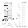 thumbnail image 1 of KFFKFF Multi-Purpose Folding Ladder, 7-in-1 Tall Step Ladder, A Frame 3 Step Adjustable Telescoping Ladder, 12ft Reach Height Heavy Duty Extension Ladder, 330 lbs Capacity, 1 of 9