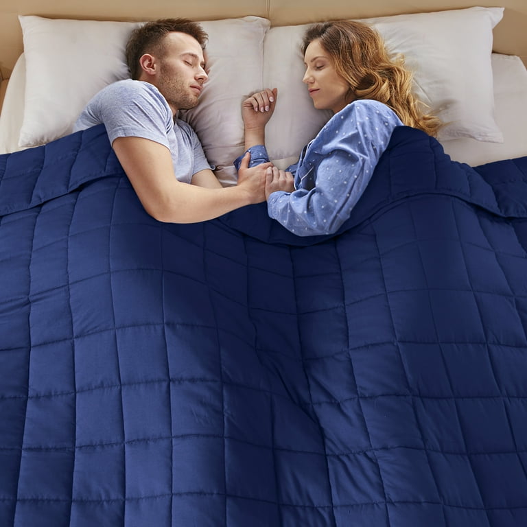 Free Shipping Teler Weighted Blanket for Adult 15lbs 60 x80 Queen Size Blue Cooling Breathable Heavy Blanket Walmart