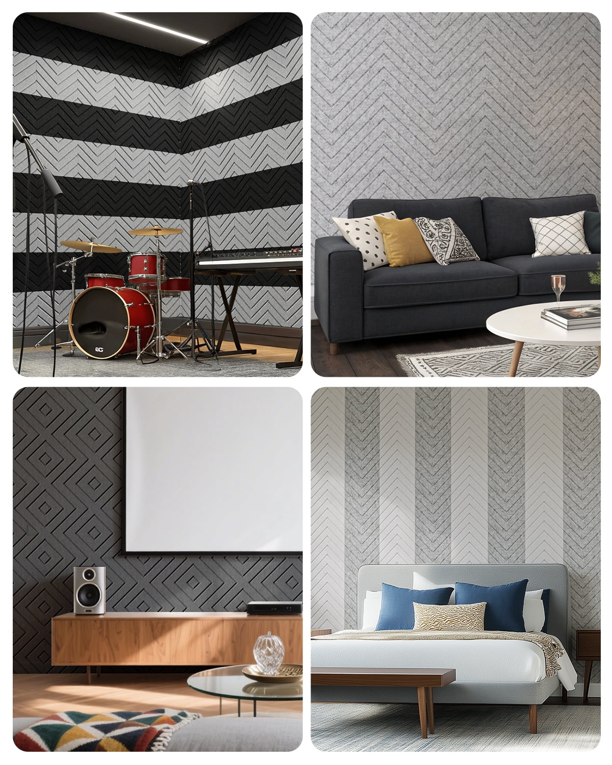 Soundsbay Soundproofing Panels, Self-Adhesive Acoustic Panels 12"x12"x0.4", 12 Pack White Sound Proof Panels for Walls, Door, Ceiling, Home Office