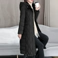thumbnail image 3 of Womens Long Puffer Coat Lightweight Diamond Quilted Slim Full Zipper Hooded Long Sleeve Parkas, 3 of 5