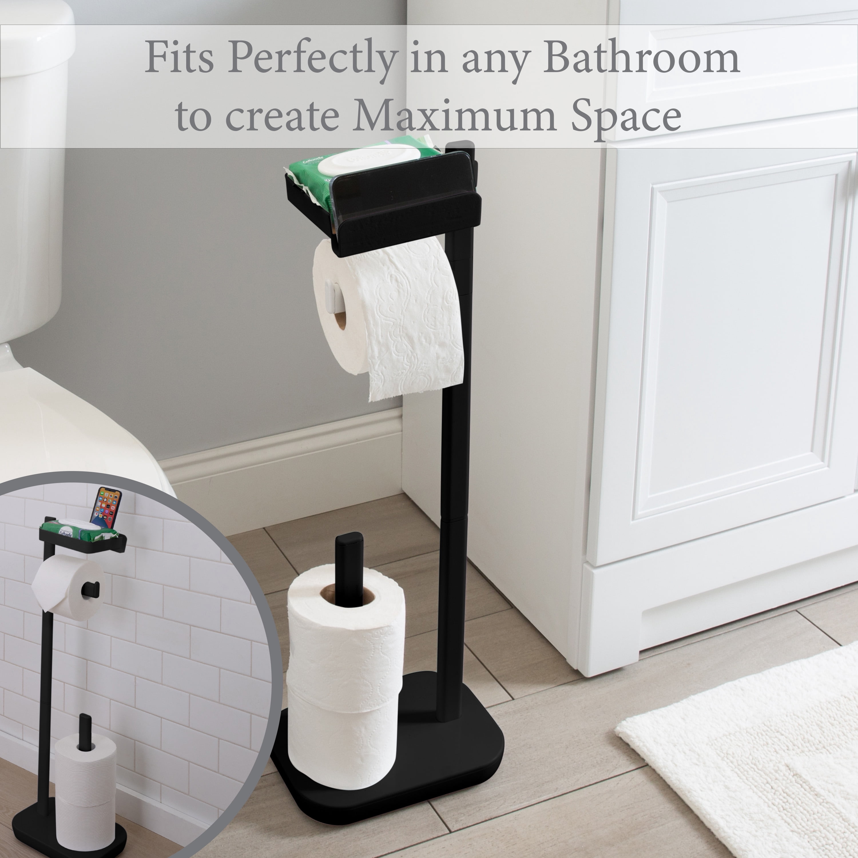 Bath Bliss 3 in 1 Toilet Paper Dispenser in Black