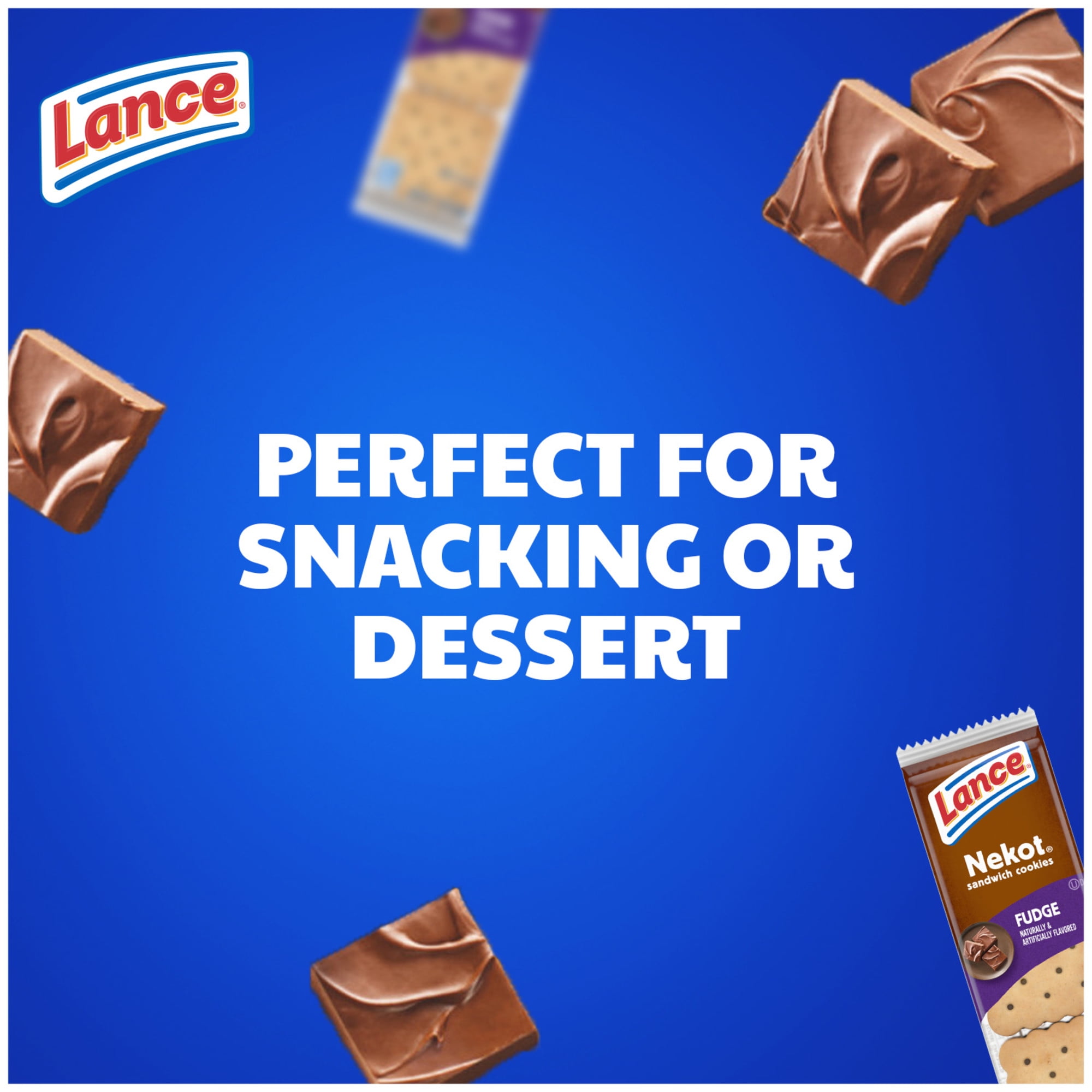 Lance Sandwich Cookies, Nekot Fudge, 10 Individually Wrapped Packs, 6 Sandwiches (Pack of 4)