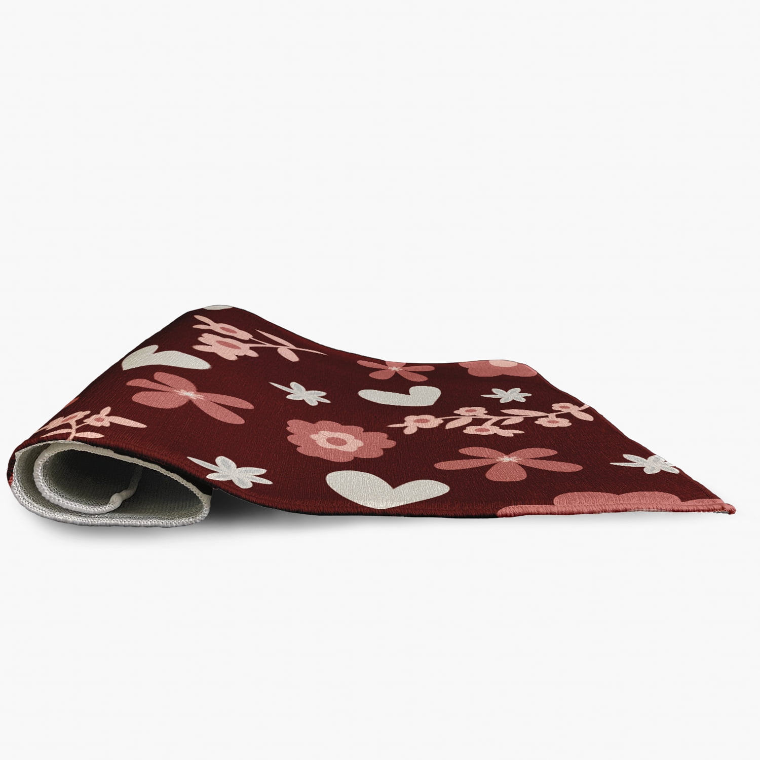 Simply Daisy 3' x 5' Red Flowery Love Valentines Chenille Indoor/Outdoor Rug