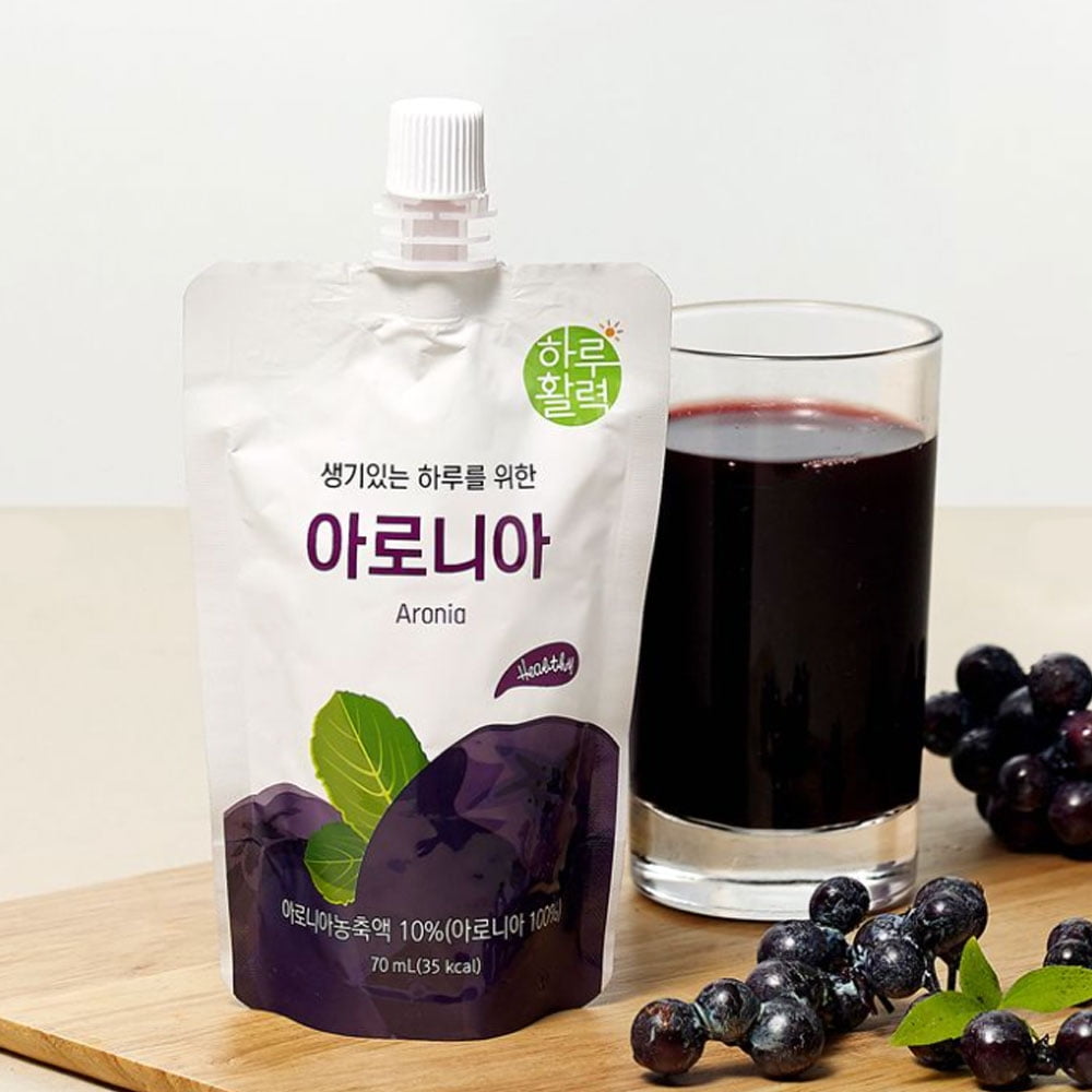 ChunhoNcare Korean Aronia Juice, 333 Polish Aronia Berries per Box, Grape & Strawberry Blend, No Preservatives, Resealable Pouch, Korea HACCP Certified (70mlx30pouches)