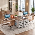 thumbnail image 4 of Fnova 59" Reversible L-Shaped Computer Desk with Drawers, Corner Desk with Shelves, Office Desk Writing Table Workstation for Home Office, Walnut, 4 of 9