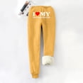 thumbnail image 5 of IROINNID Fleece Sweatpants for Women Thermal Printed Winter Pants Lamb Fleece Elastic Thickened Plush Warm Sweatpants Long Pants,Yellow, 5 of 8