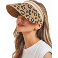 thumbnail image 1 of Women Leopard Sun Visors Wide Brim Foldable Straw Roll Up Bow Tennis Beach Golf Hats, 1 of 4