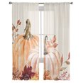 thumbnail image 7 of Sheer Curtains 63 inches Long, Fall Thanksgiving Watercolor Pumpkin Flowers Beige Texture Light Filtering Sheer Window Curtains Rod Pocket Voile Drapes for Bedroom Living Room, 52"W x 63"L 2 Panels, 7 of 7