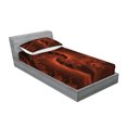 thumbnail image 2 of Ambesonne Abstract Fitted Sheet & Pillow Sham Set, Digital Swirls Floral, Twin, Orange, 2 of 2