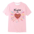 thumbnail image 4 of Kids Graphic Tees Girls Short Sleeve T Shirts Girls Short Sleeve Tops 7 Casual Crewneck Tops Summer Clothes with Prints(Size 11-12 Years,Pink), 4 of 4