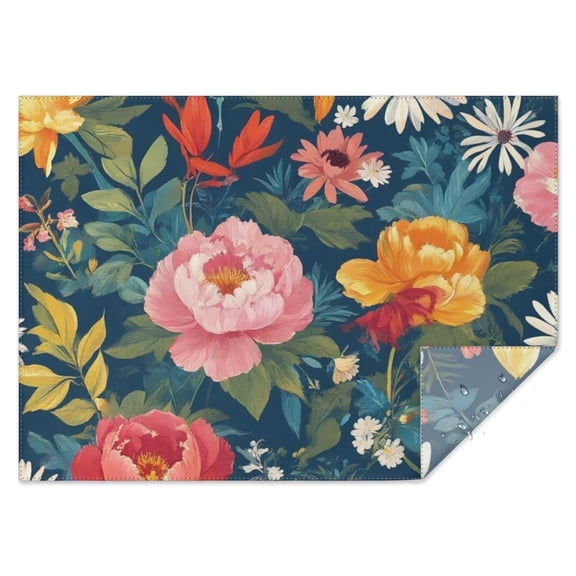 Pioneer Flower Floral Print Pattern Rectangle Tablecloth 60"x84",Waterproof Polyester Rectangle Table Cloth, Wipeable Spillproof Polyester Tablecloth for Dining, Camping, Indoor and Outdoor