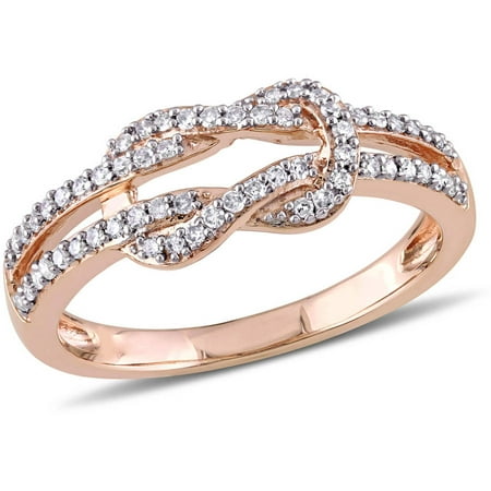 Miabella 1/4 Carat T.W. Diamond 10kt Rose Gold Ribbon Knot Ring