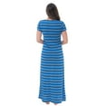 thumbnail image 3 of Just Love Womens Stripe Maxi Dress Knit Jersey T-Shirt Dress for Women (Royal Stripe, Large), 3 of 3