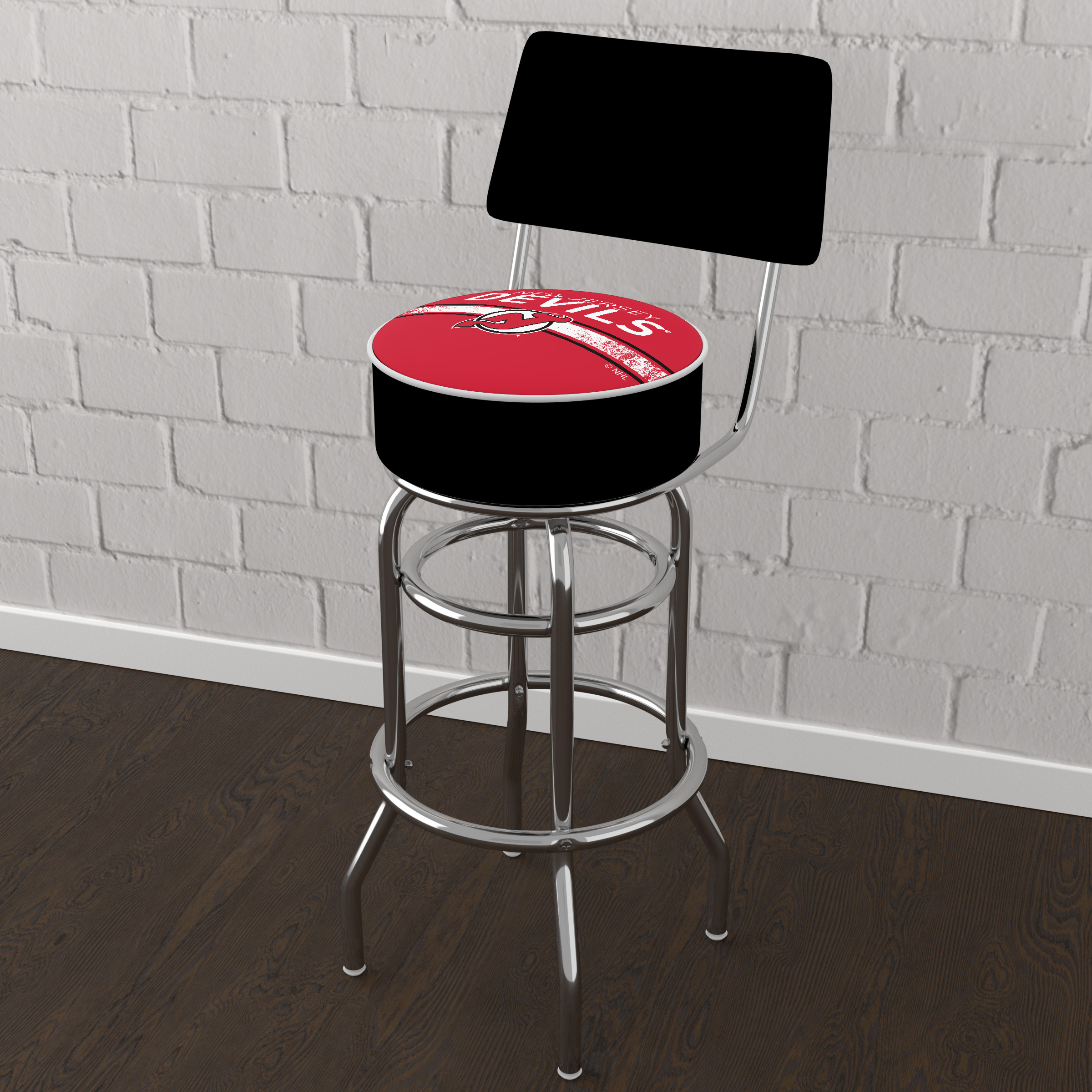 Trademark Gameroom New Jersey Devils Logo Bar Stool with Back Rest