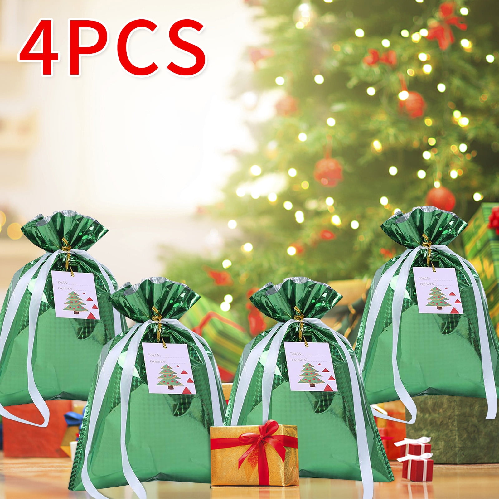 foil drawstring gift bolsas