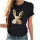 thumbnail image 4 of Tops de Cuello Alto para las Mujeres Amante Impreso Camiseta Cuello Redondo Manga Corta, Poliéster Spandex, 4 of 7