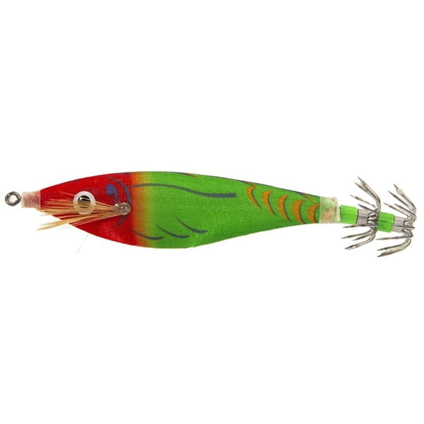 Pesca Cebo de camarón de madera luminosa de 8cm, anzuelos de calamar, señuelos de pesca con gancho (rojo + verde) Tmvgtek Para Estrenar
