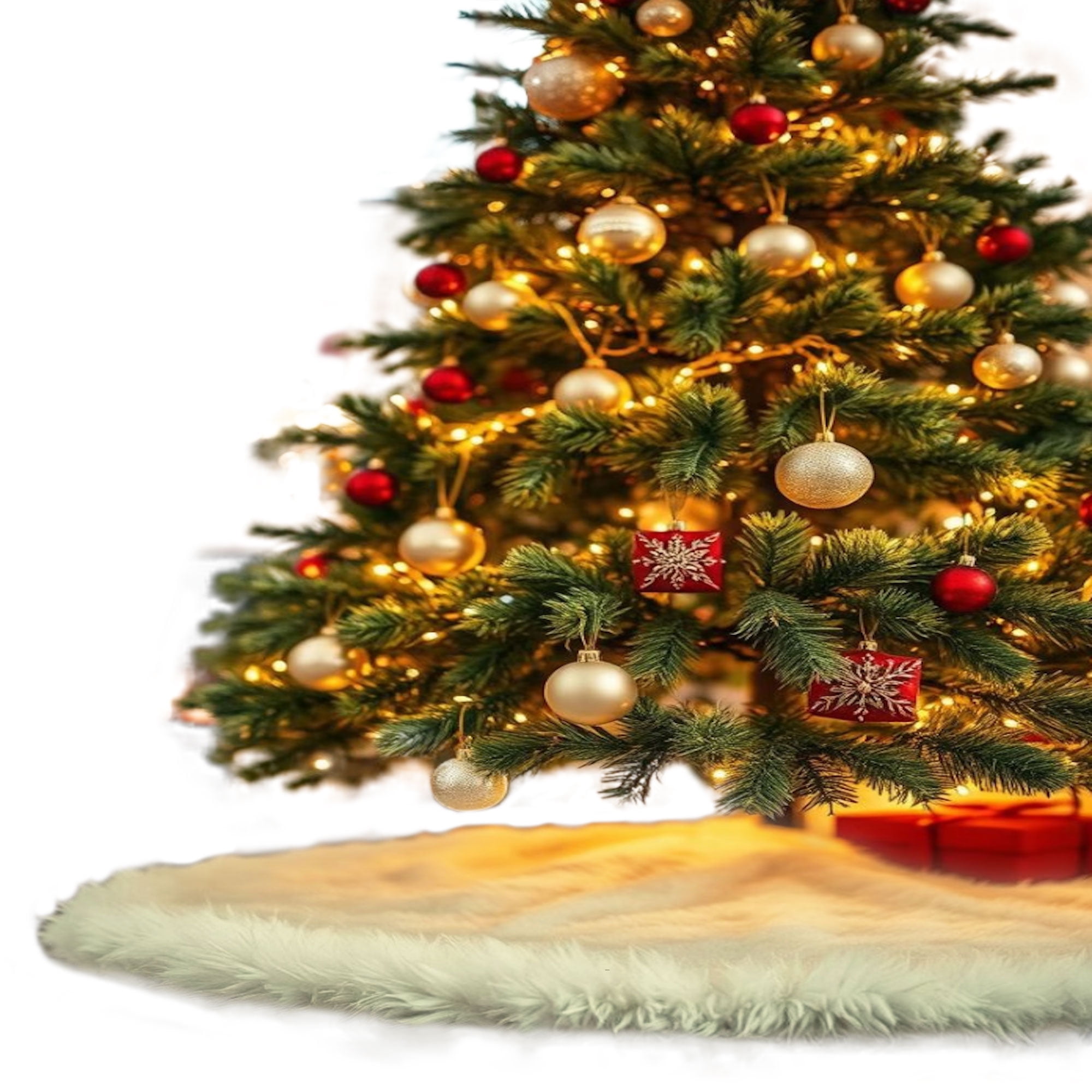 FabricLA 48-Inch Chocolate Faux Fur Tree Skirt Cut photo 7