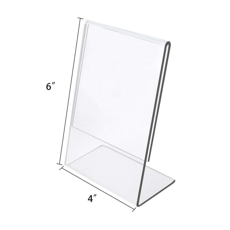 Juvale 6 Pack Acrylic Sign Holders 8.5 x 11, Table Top Plastic Display Stand for Menu, Flyer, Document, Paper, Clear Slant Back Vertical Photo Frame