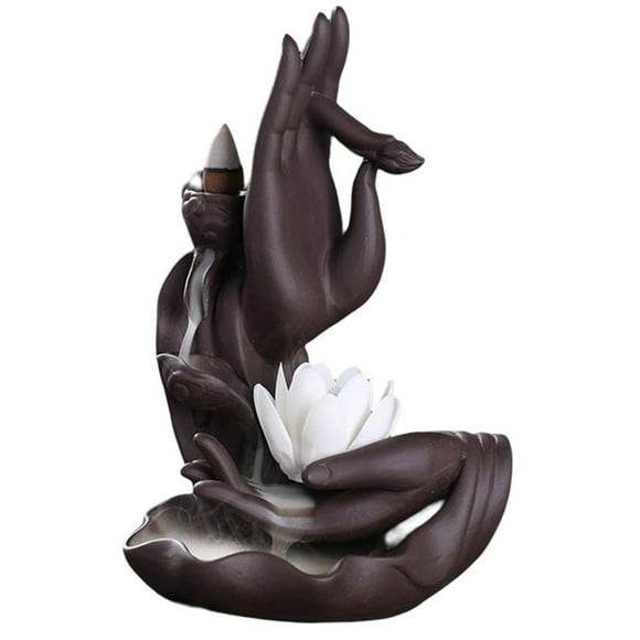 veasfak Backflow Incense Burner Holder Bergamot Lotus Aroma Cone Censer white