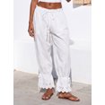thumbnail image 6 of LMLYSoH Women Bloomer Pants Drawstring Waist Eyelet Lace Cuff Cozy Harem Trousers, 6 of 9
