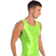 thumbnail image 5 of ZDHoor Mens Glossy Smooth Tank Top Stretchy Sleeveless Gym Workout Vest Tops Fluorescent Green XL, 5 of 7