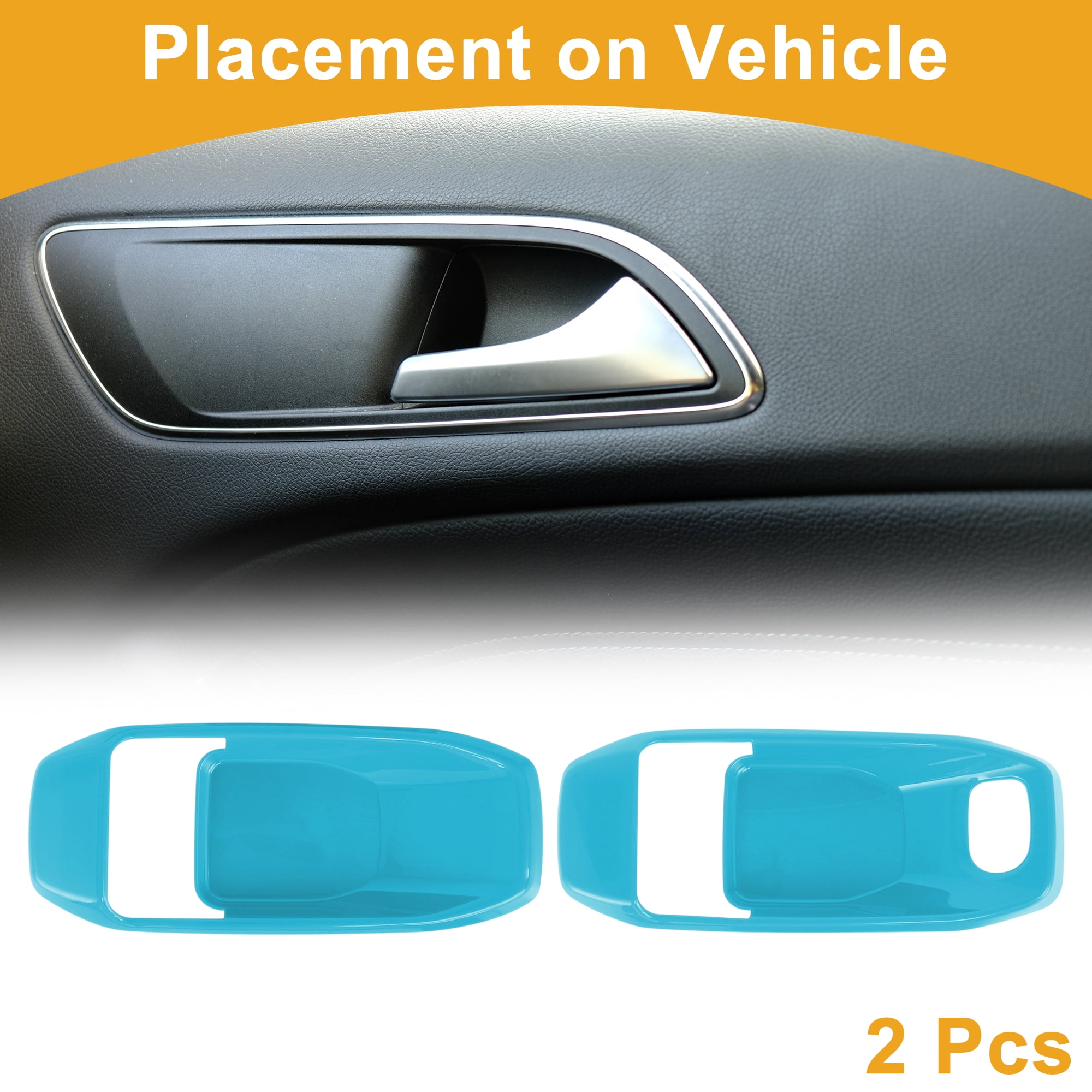 Interior Door Handle Bowl Cover Trim for Jeep Wrangler Gladiator JT 2DR 2018-2024 Inner Door Handle Decoration Frame Trim Light Blue ABS 2 Pcs