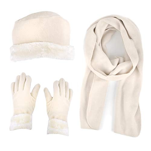 cream gloves and scarf set