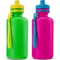 Bedwina Reusable Water Bottles Bulk Pack 18 Oz Plastic Bottles with Caps, Multicolor 12pack