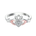 thumbnail image 2 of JO WISDOM 925 Sterling Silver Cubic Zirconia Rose Gold Claddagh Heart Promise Rings for Her,Birthstone Rings For Women, 2 of 9
