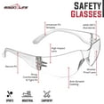 thumbnail image 5 of Bison Life Clear Safety Glasses, Bulk Pack of 144, ANSI Z87.1 Scratch & Impact Resistant, Polycarbonate Lens, One Size, Wrap Around Protective Eyewear, 5 of 10