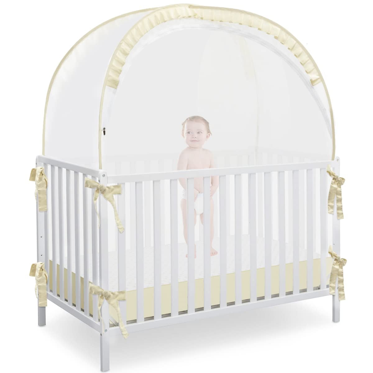 Baby Toddler Infant Newborn Crib Tent Mosquito Net Safety Canopy Cover White Net 