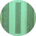 thumbnail image 1 of Ahgly Company Machine Washable Indoor Round Solid Turquoise Blue Modern Area Rugs, 8' Round, 1 of 4