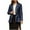 Blue, variant on Womens One Button Faux Leather Jacket Shacket Casual Shirt Long Sleeve Blazer Coat with Pockets