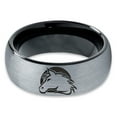 thumbnail image 2 of Tungsten Horse Horses Equestrian Equine Equidae Band Ring 8mm Men Women Comfort Fit Black Dome Brushed Gray Polished, 2 of 4