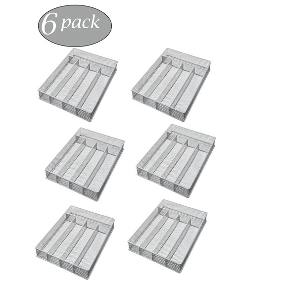 YBM Home Mesh Cutlery Tray & Desk Drawer Organizer 12.5” x 9.25” x 2” (6-Pack)